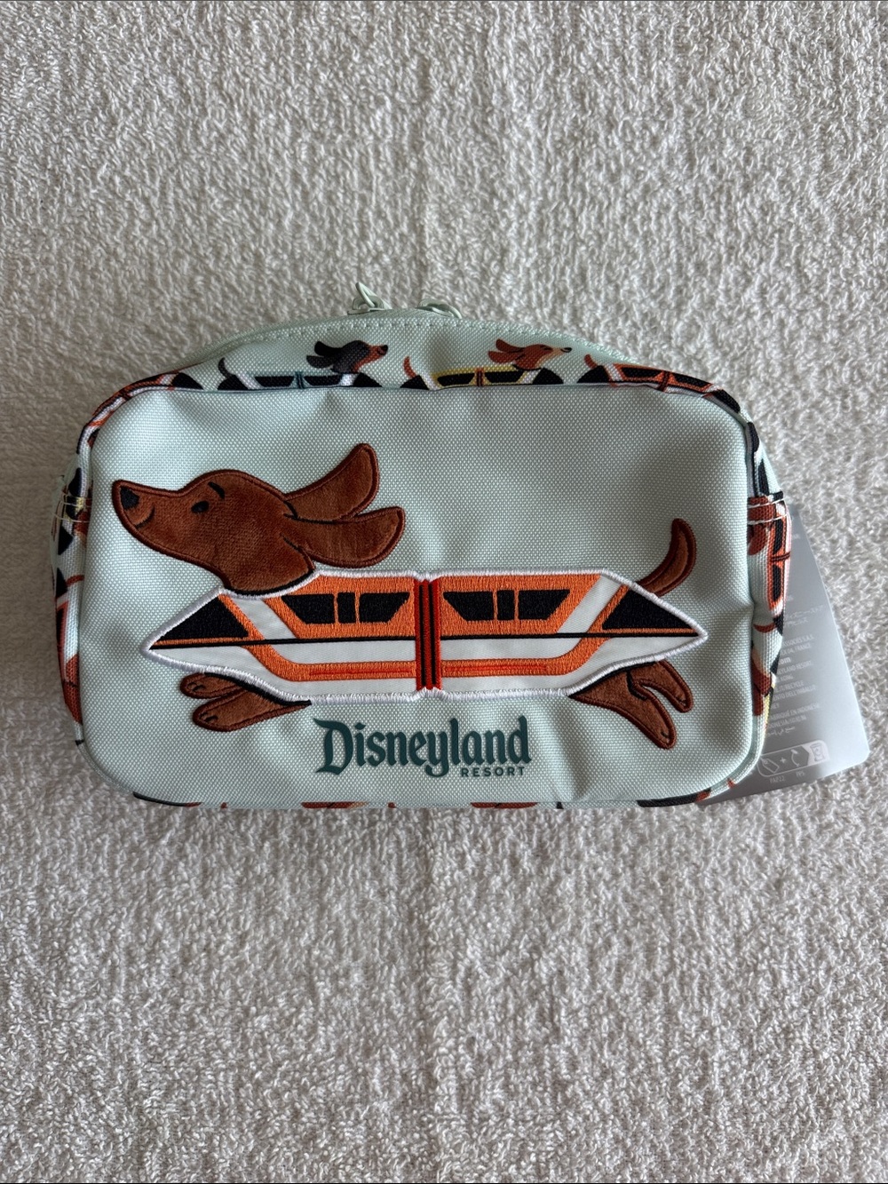 Disney Disneyland Resort Mint Green Dog Monorail Waist Belt Bag Fanny Pouch